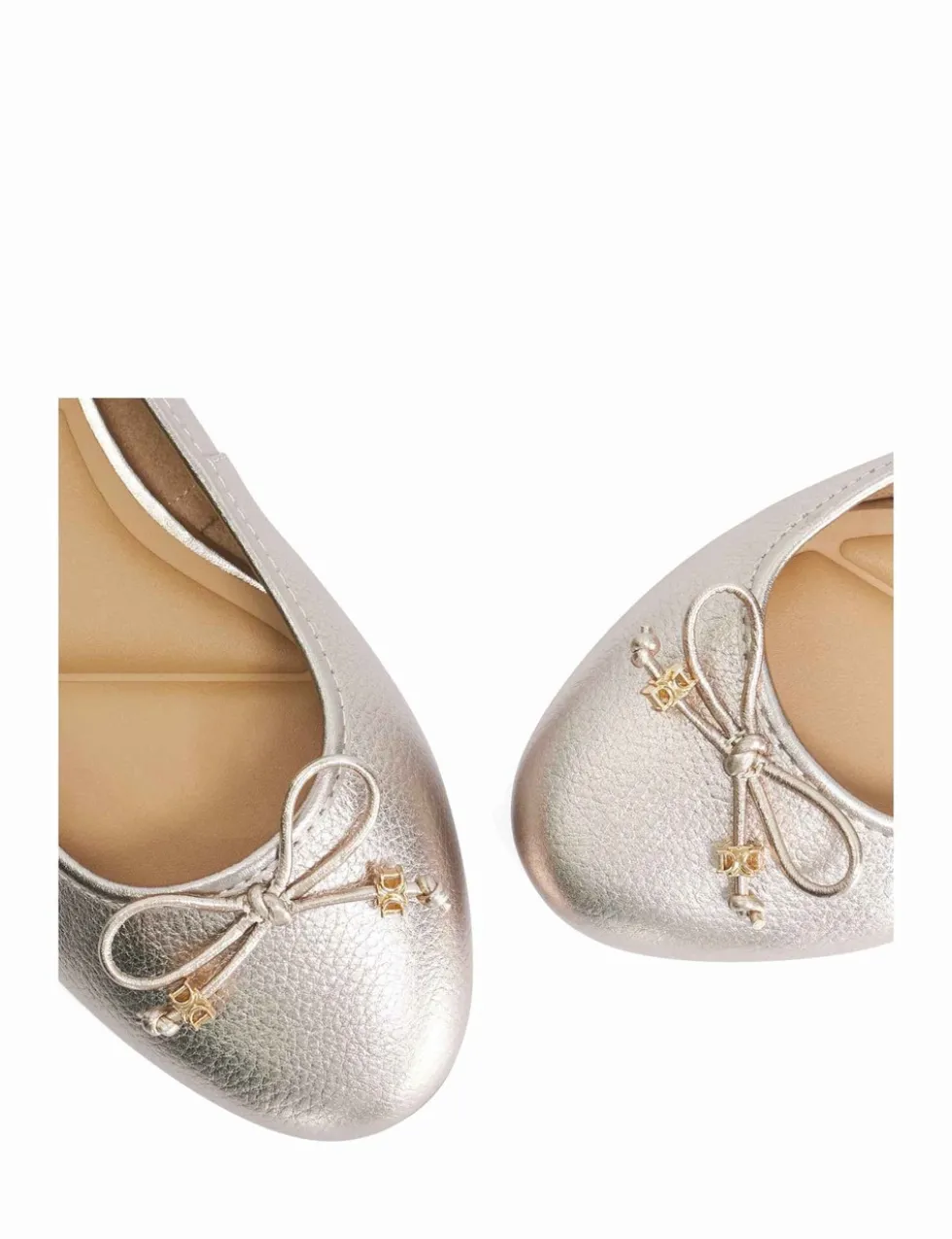 Wide Fit Charm Trim Leather Ballet Pumps