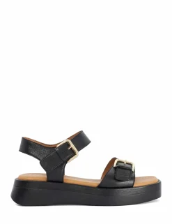 Wide Fit Leather Ankle Strap Wedge Sandals