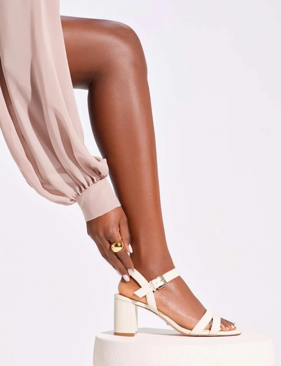 Wide Fit Leather Ankle Strap Sandals