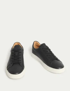 Wide Fit Leather Lace up Trainers