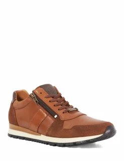 Wide Fit Leather Lace Up Side Zip Trainers