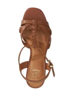 Wide Fit Leather Plait Detail Wedge Sandals