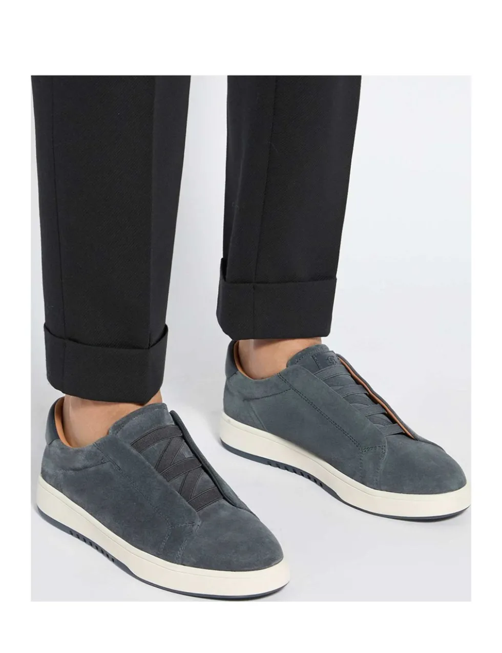 Wide Fit Leather Slip On Trainers