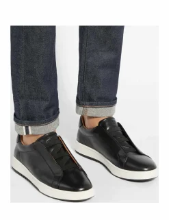 Wide Fit Leather Slip On Trainers