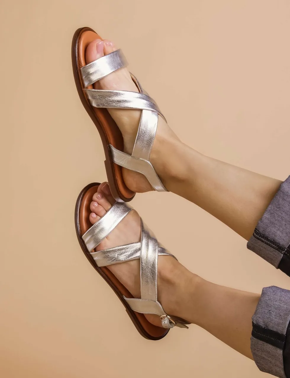 Wide Fit Leather Strappy Flat Sandals