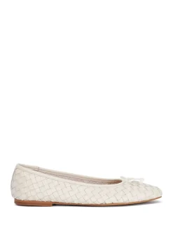 Wide Fit Leather Woven Flat Ballet Pumps