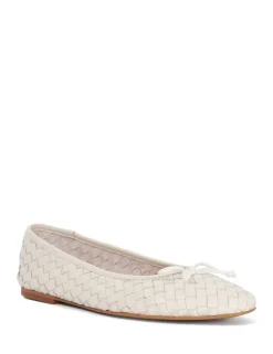 Wide Fit Leather Woven Flat Ballet Pumps