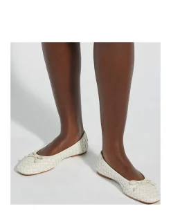 Wide Fit Leather Woven Flat Ballet Pumps