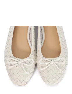Wide Fit Leather Woven Flat Ballet Pumps