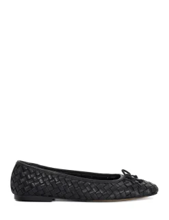 Wide Fit Leather Woven Flat Ballet Pumps