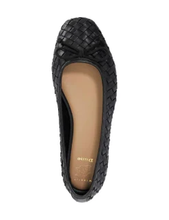 Wide Fit Leather Woven Flat Ballet Pumps