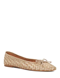 Wide Fit Leather Woven Flat Ballet Pumps