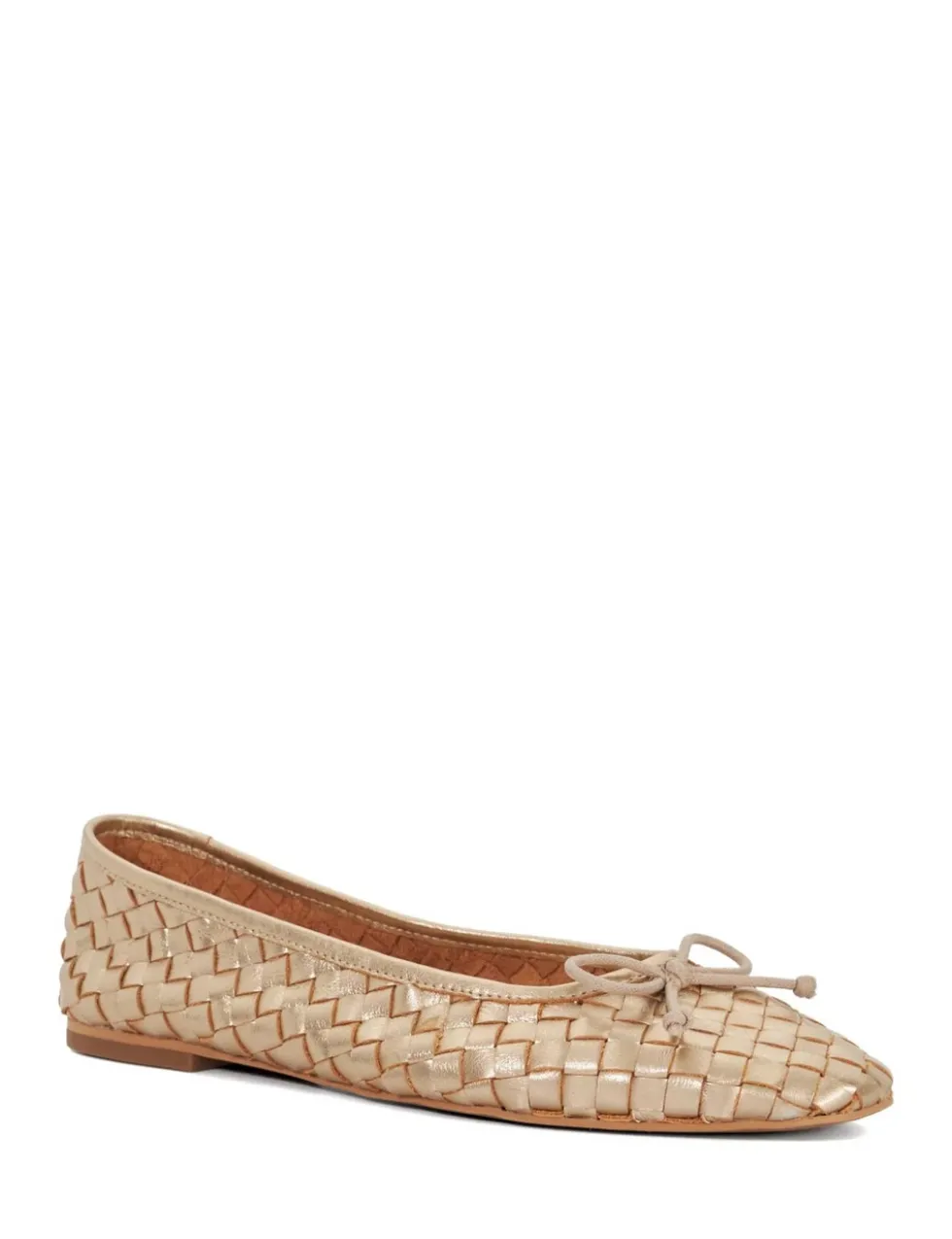 Wide Fit Leather Woven Flat Ballet Pumps
