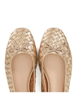 Wide Fit Leather Woven Flat Ballet Pumps