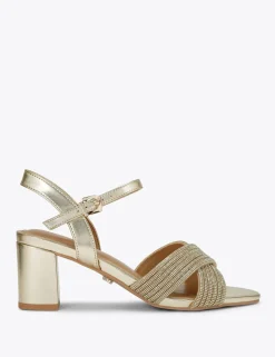 Wide Fit Metallic Sparkle Block Heel Sandals