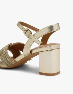 Wide Fit Metallic Sparkle Block Heel Sandals