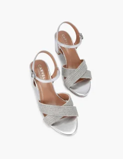Wide Fit Metallic Sparkle Block Heel Sandals