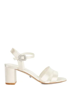 Wide Fit Satin Ankle Strap Block Heel Sandals