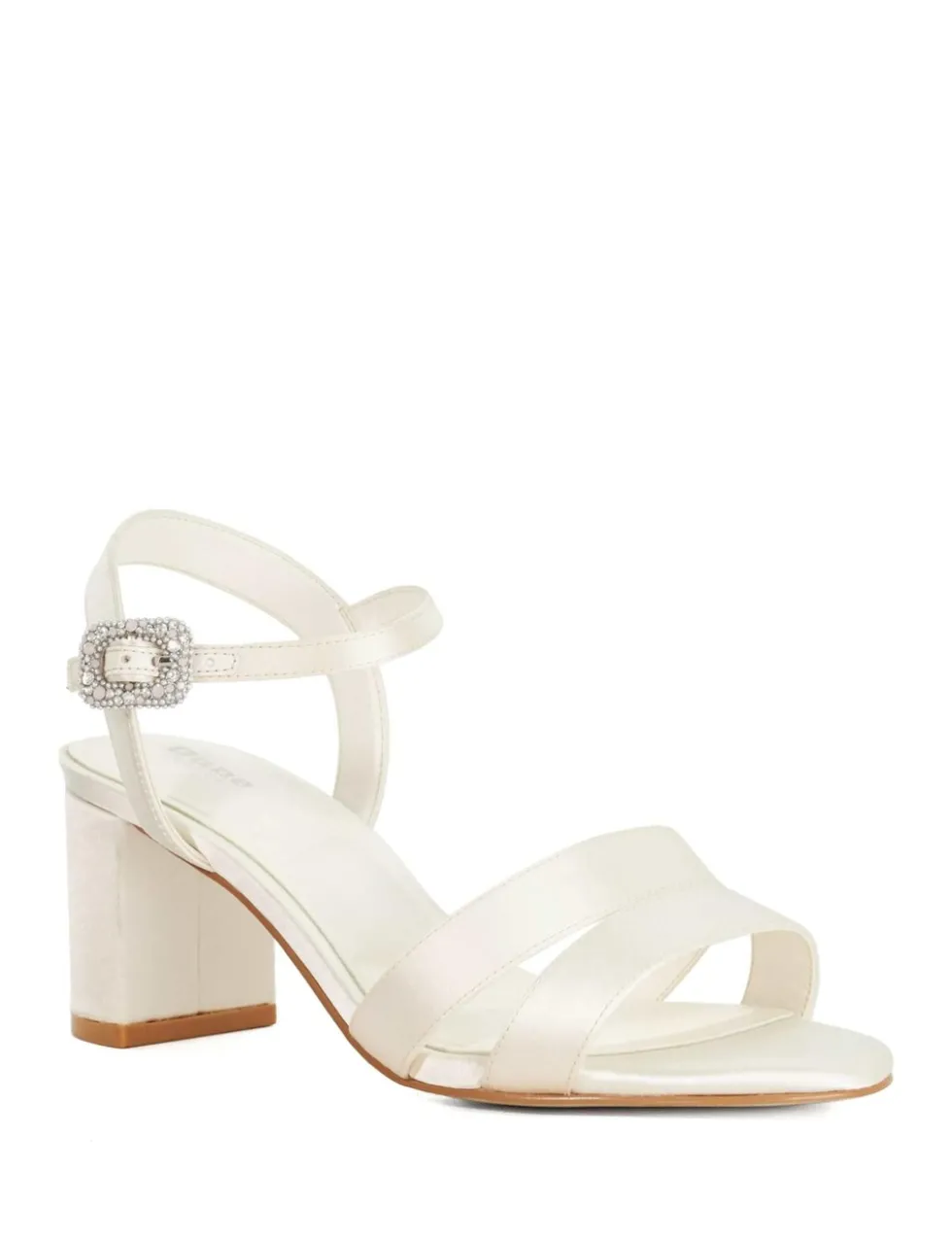 Wide Fit Satin Ankle Strap Block Heel Sandals