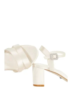 Wide Fit Satin Ankle Strap Block Heel Sandals