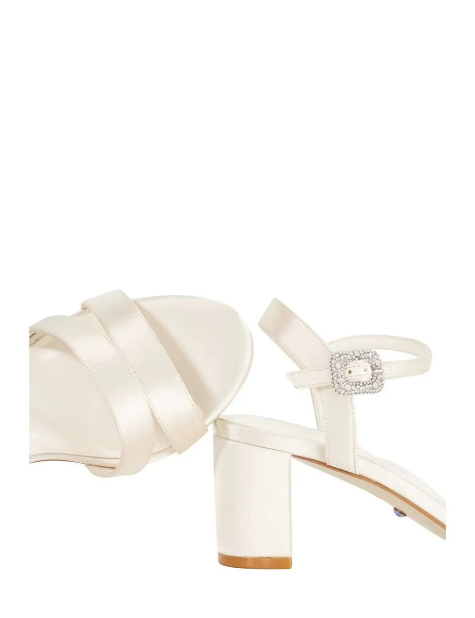 Wide Fit Satin Ankle Strap Block Heel Sandals