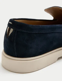 Wide Fit Suede White Sole Slip On Loafers