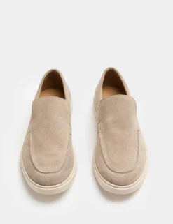 Wide Fit Suede White Sole Slip On Loafers