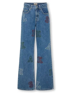 Wide Leg Pure Cotton Embroidered Jeans (8-14 Yrs)