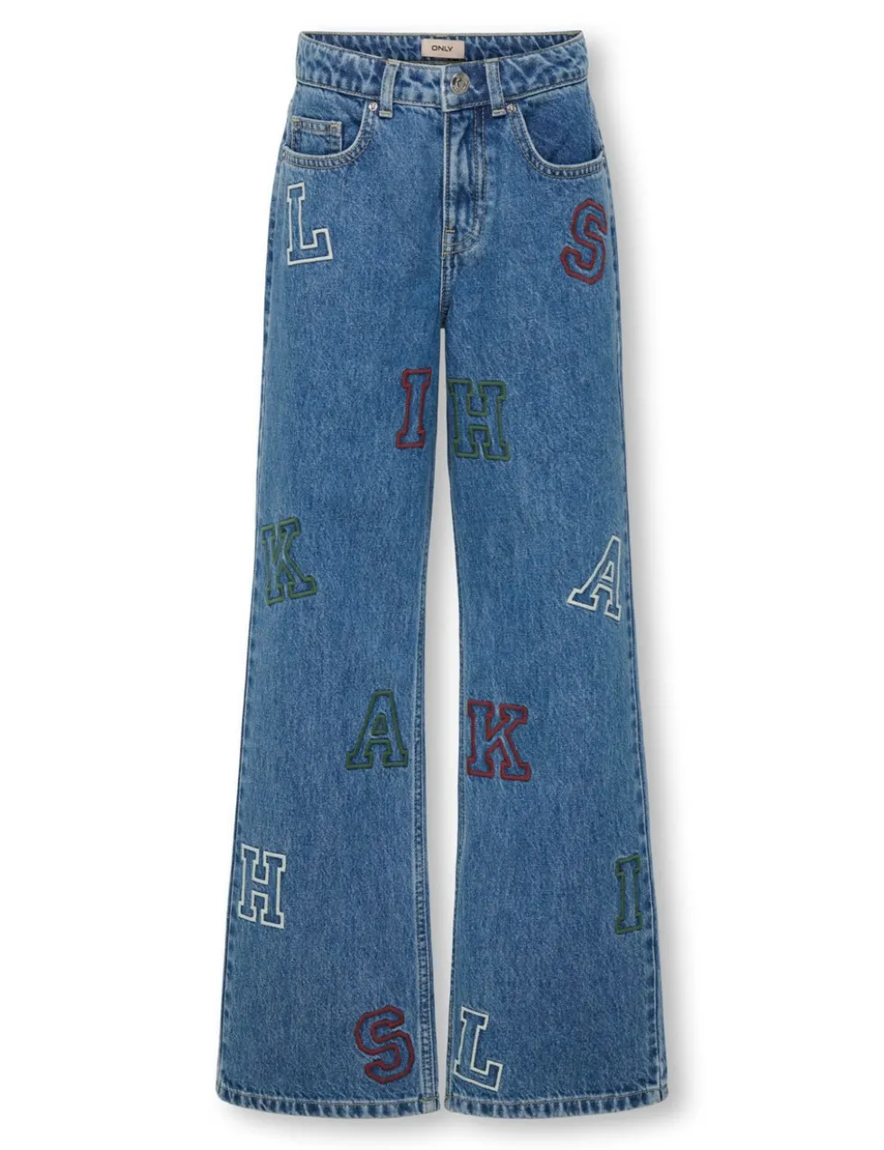 Wide Leg Pure Cotton Embroidered Jeans (8-14 Yrs)