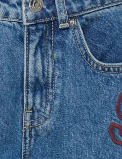 Wide Leg Pure Cotton Embroidered Jeans (8-14 Yrs)