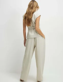 Wide Leg Trousers with Cotton