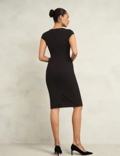 Wide Neck Knee Length Shift Dress
