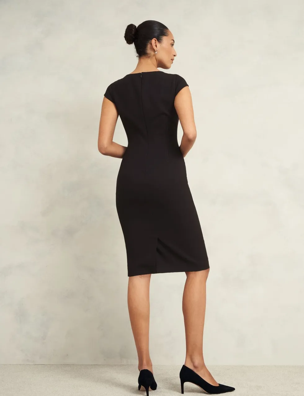 Wide Neck Knee Length Shift Dress