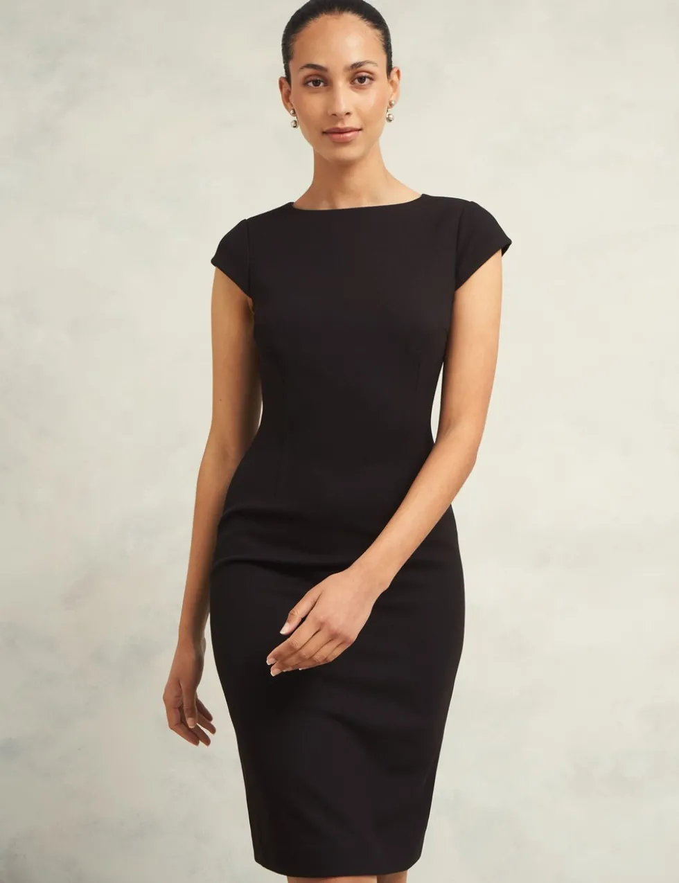Wide Neck Knee Length Shift Dress