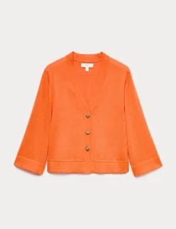 Wide Sleeve Short Length Cardigan