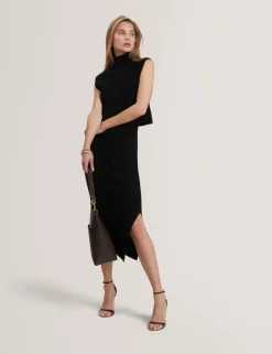 Wool Blend 2 In 1 Rib Knit Mini Dress