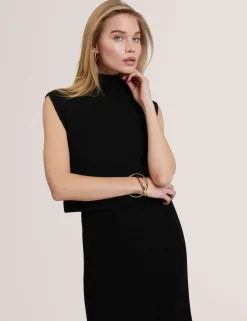 Wool Blend 2 In 1 Rib Knit Mini Dress