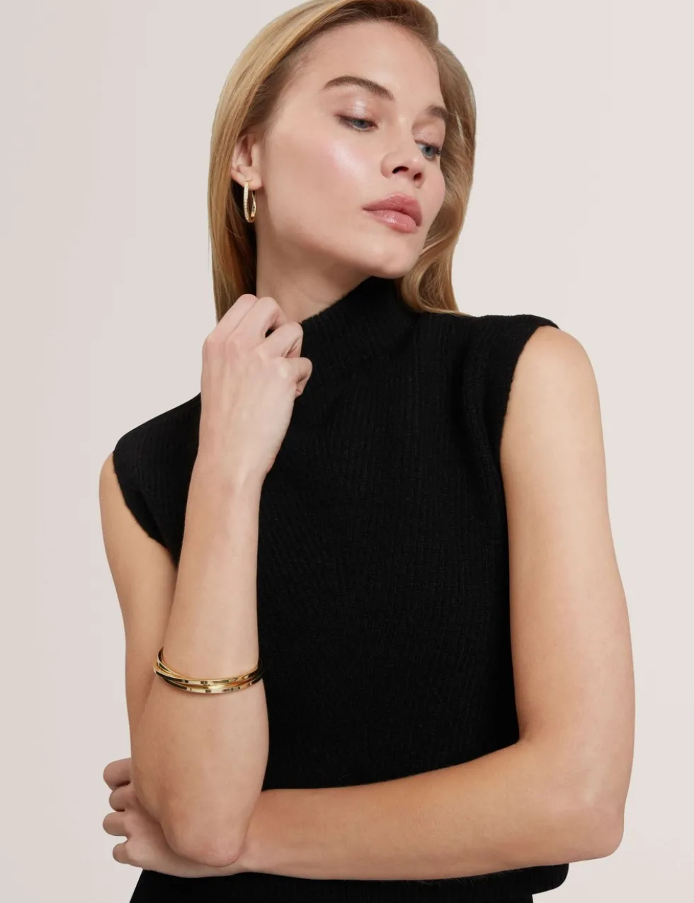 Wool Blend 2 In 1 Rib Knit Mini Dress