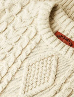 Wool Blend Cable Crew Neck Jumper