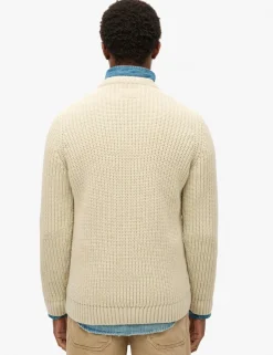 Wool Blend Cable Crew Neck Jumper