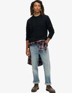 Wool Blend Cable Crew Neck Jumper