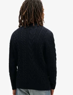 Wool Blend Cable Crew Neck Jumper