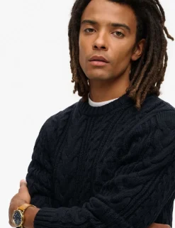 Wool Blend Cable Crew Neck Jumper