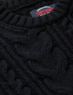 Wool Blend Cable Crew Neck Jumper