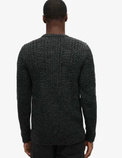 Wool Blend Cable Crew Neck Jumper