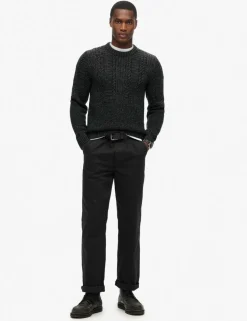 Wool Blend Cable Crew Neck Jumper