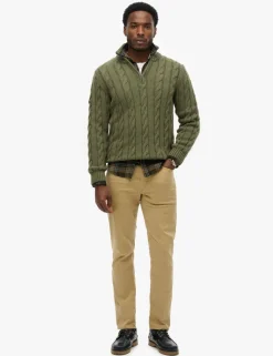 Wool Blend Cable Knit Half Zip Jumper