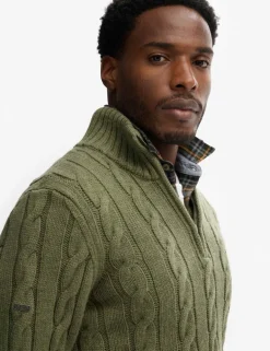 Wool Blend Cable Knit Half Zip Jumper