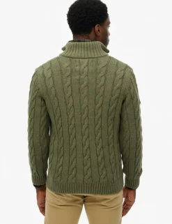 Wool Blend Cable Knit Half Zip Jumper