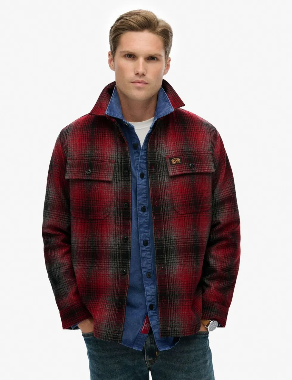 Wool Blend Checked Overshirt